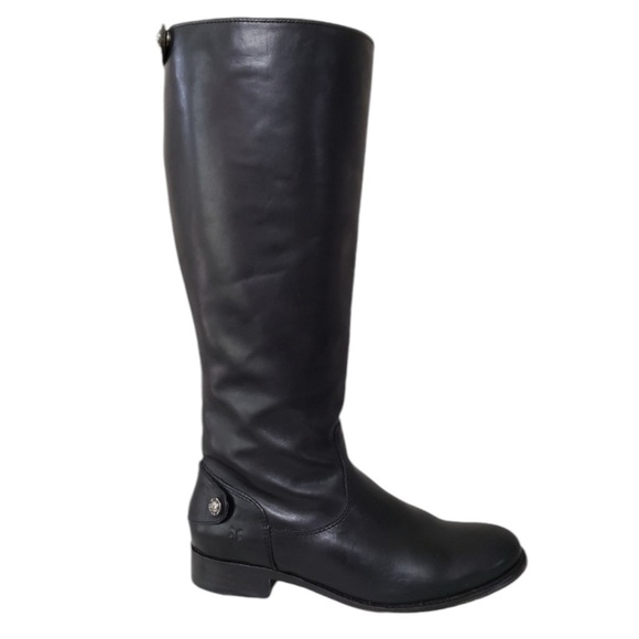 FRYE Melissa Button / Zip Back Leather Boots in Classic Black Size 6.5 - Picture 1 of 7
